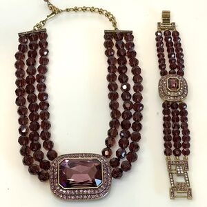 HEIDI DAUS Tailored To Please Burgundy Maroon Necklace And Bracelet Set